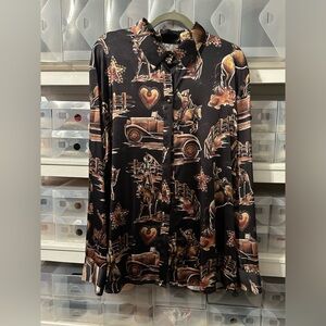 Double D Ranch Western Motif Black Shirt